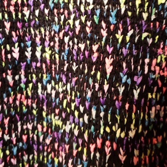 Justice Girls Black Cropped New Sweater With Multi Color Threads Large - Picture 3 of 7